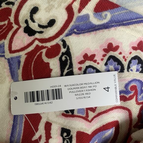 NWT Chico's Pullover Sweater Size 4 (2X) Boat Neck Dolman Sleeve Eclectic Razzle - Picture 3 of 7